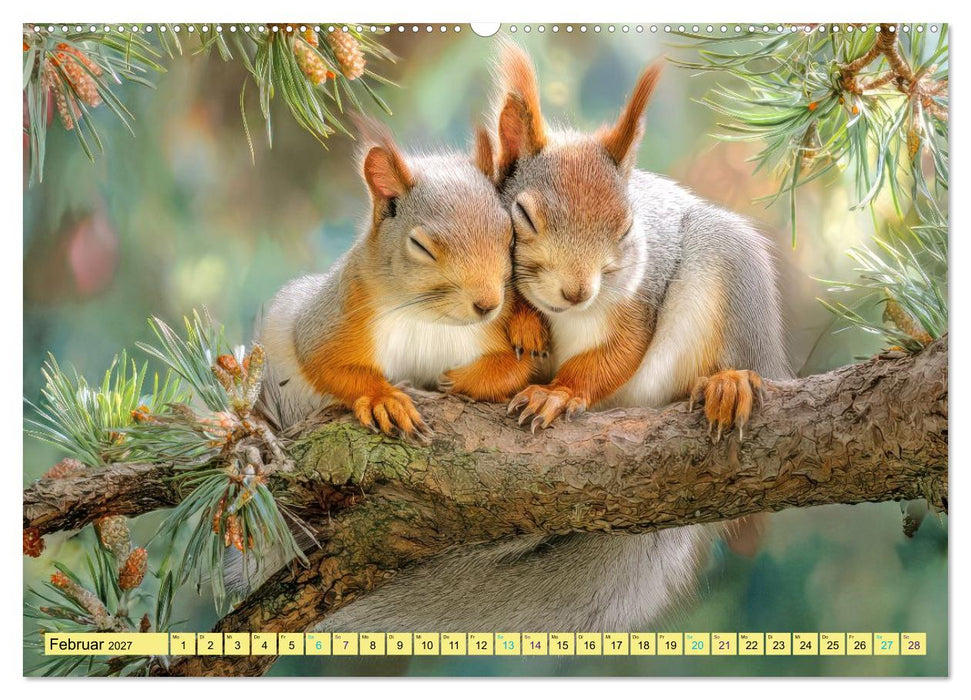 Eichhörnchenliebe - Flinke Sprünge und drolliges Aussehen (CALVENDO Wandkalender 2027)