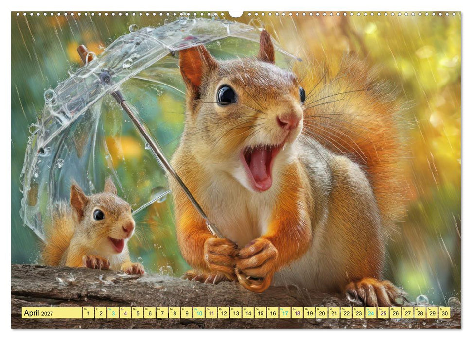 Eichhörnchenliebe - Flinke Sprünge und drolliges Aussehen (CALVENDO Wandkalender 2027)