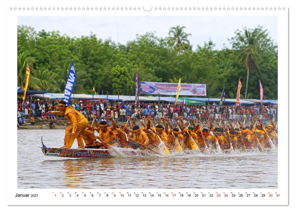 Ruderbootrennen Pacu Jalur (CALVENDO Premium Wandkalender 2027)