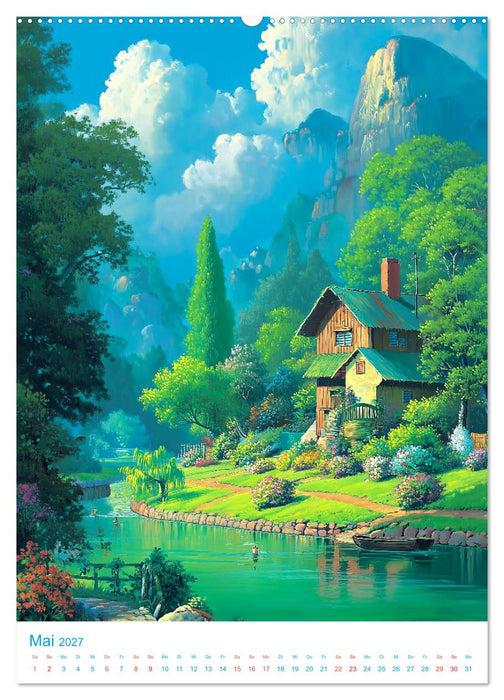 Japanische Landschaft - im Anime-Stil (CALVENDO Premium Wandkalender 2027)