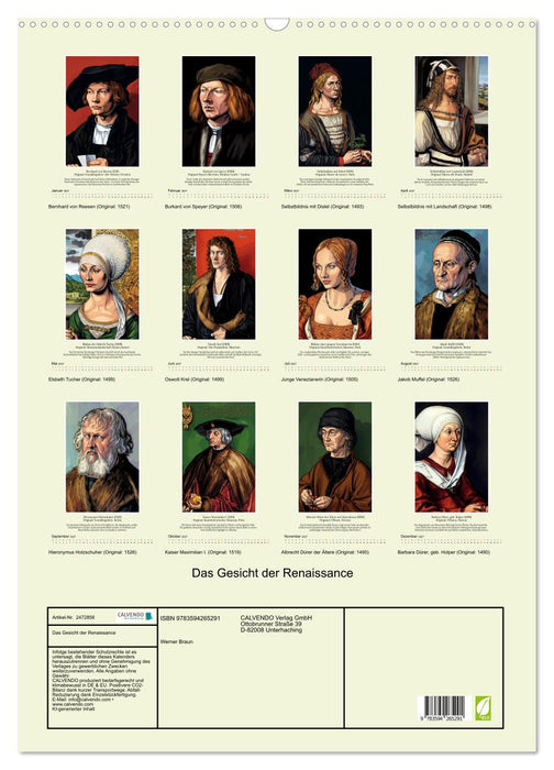 Das Gesicht der Renaissance (CALVENDO Wandkalender 2027)