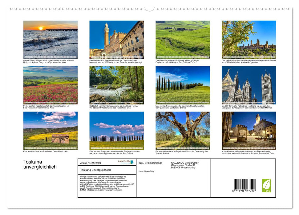 Toskana unvergleichlich (CALVENDO Premium Wandkalender 2027)