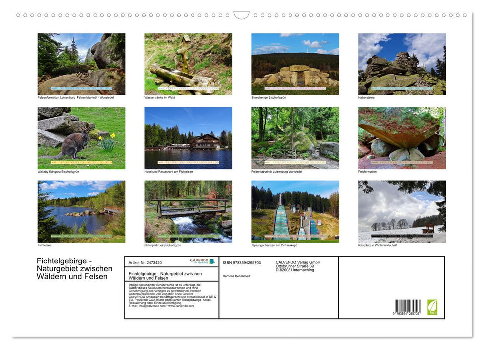 Fichtelgebirge - Naturgebiet zwischen Wäldern und Felsen (CALVENDO Wandkalender 2027)