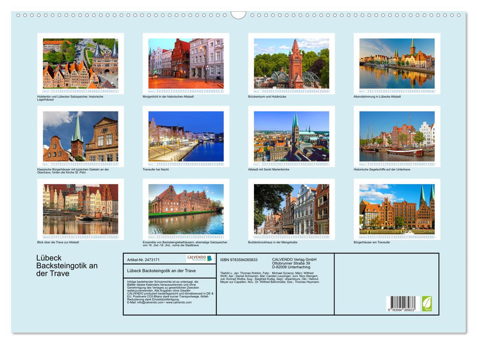Lübeck Backsteingotik an der Trave (CALVENDO Wandkalender 2027)