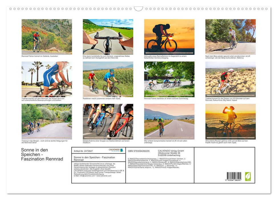 Sonne in den Speichen - Faszination Rennrad (CALVENDO Wandkalender 2027)