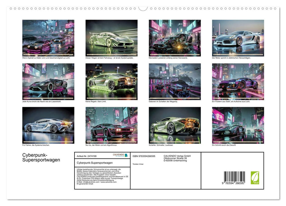 Cyberpunk-Supersportwagen (CALVENDO Premium Wandkalender 2027)