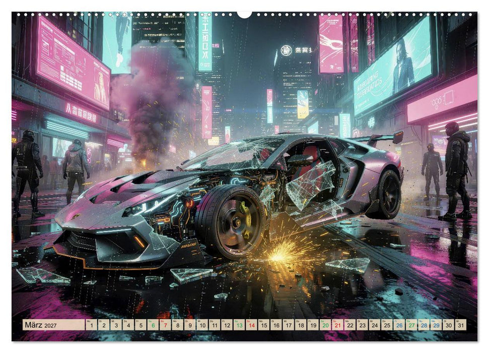 Cyberpunk-Supersportwagen (CALVENDO Premium Wandkalender 2027)