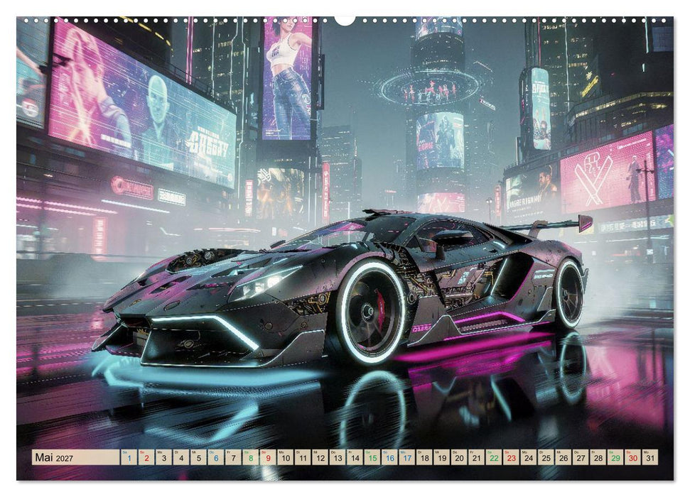 Cyberpunk-Supersportwagen (CALVENDO Premium Wandkalender 2027)
