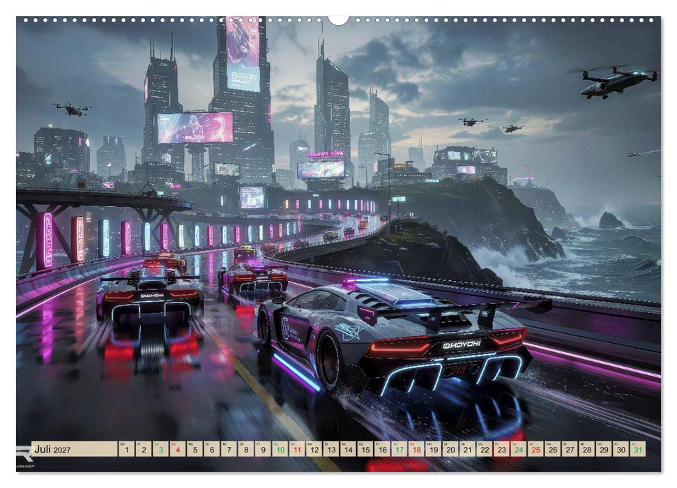 Cyberpunk-Supersportwagen (CALVENDO Premium Wandkalender 2027)