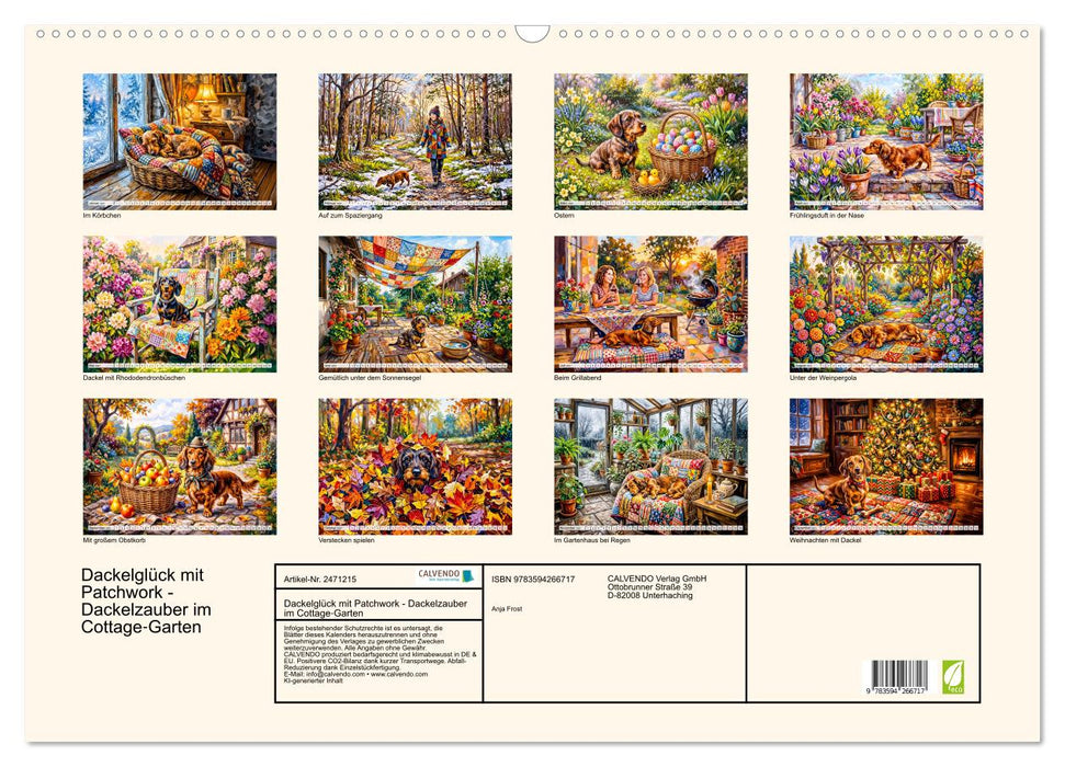 Dackelglück mit Patchwork - Dackelzauber im Cottage‑Garten (CALVENDO Wandkalender 2027)