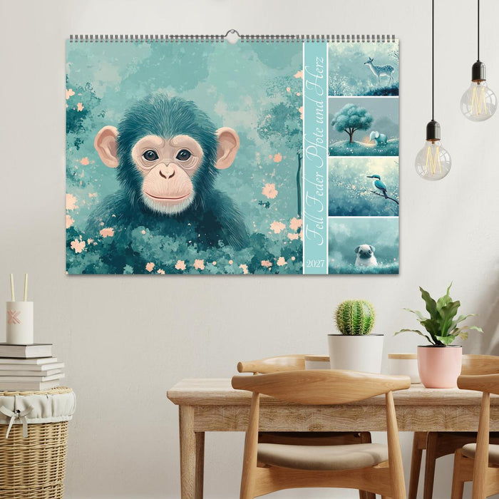 Fell Feder Pfote und Herz (CALVENDO Wandkalender 2027)