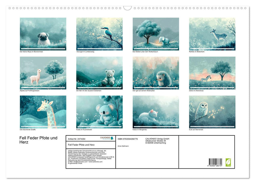 Fell Feder Pfote und Herz (CALVENDO Wandkalender 2027)