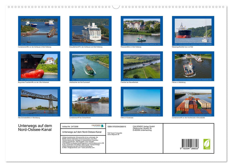 Unterwegs auf dem Nord-Ostsee-Kanal (CALVENDO Premium Wandkalender 2027)