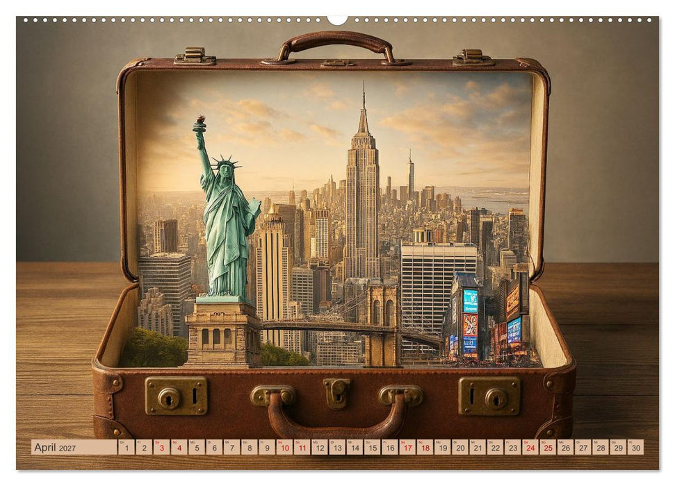 Städte der Welt - Metropolen verpackt in einem Koffer (CALVENDO Wandkalender 2027)