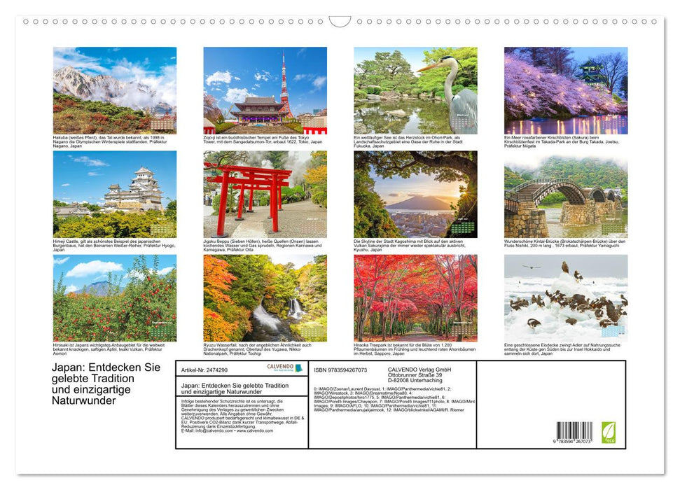 Japan: Entdecken Sie gelebte Tradition und einzigartige Naturwunder (CALVENDO Wandkalender 2027)