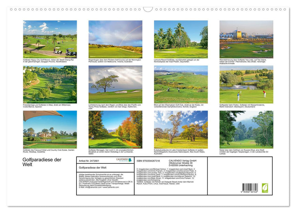 Golfparadiese der Welt (CALVENDO Wandkalender 2027)