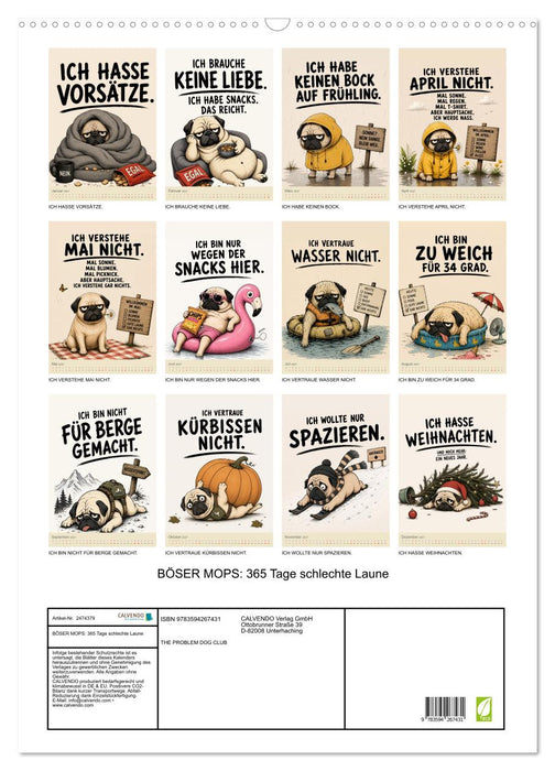 BÖSER MOPS: 365 Tage schlechte Laune (CALVENDO Wandkalender 2027)