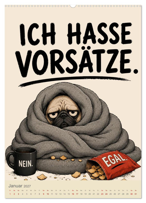 BÖSER MOPS: 365 Tage schlechte Laune (CALVENDO Wandkalender 2027)