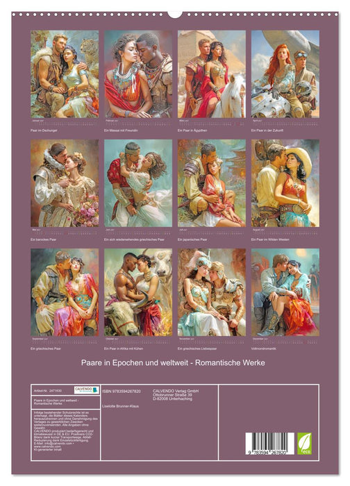 Paare in Epochen und weltweit - Romantische Werke (CALVENDO Premium Wandkalender 2027)