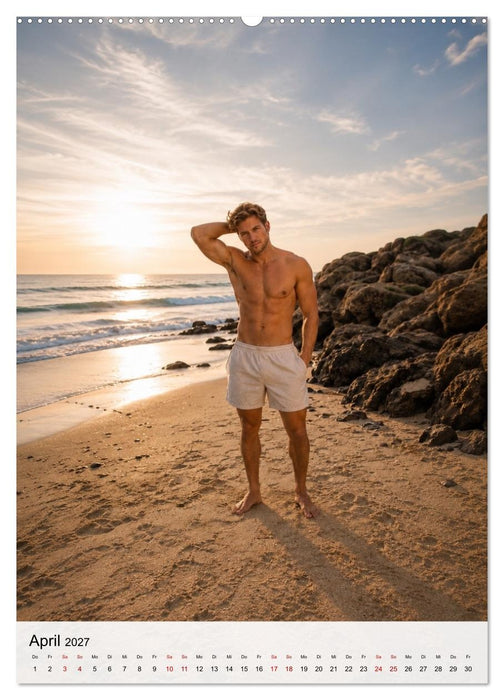 Golden Beach Men - Sinnliche Strandmomente (CALVENDO Premium Wandkalender 2027)