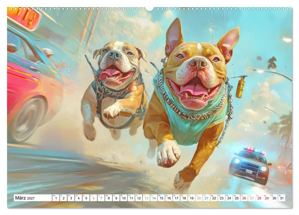 Pitbull Gangsterhunde - Humorwerke (CALVENDO Wandkalender 2027)