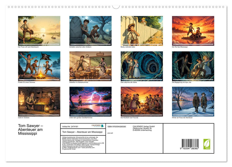 Tom Sawyer – Abenteuer am Mississippi (CALVENDO Premium Wandkalender 2027)