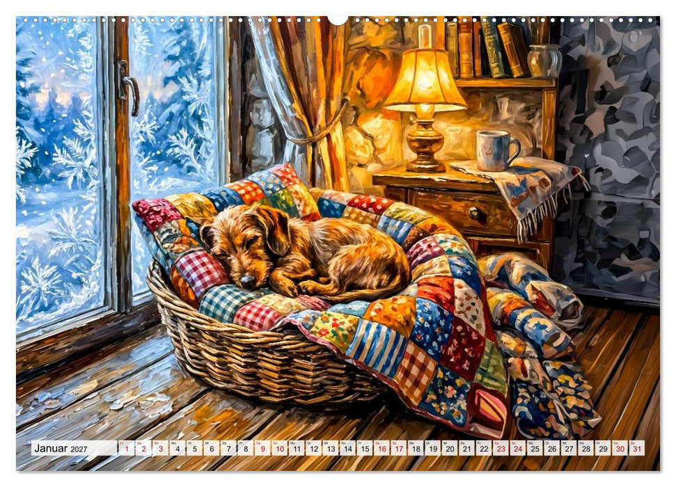 Dackelglück mit Patchwork - Dackelzauber im Cottage‑Garten (CALVENDO Premium Wandkalender 2027)