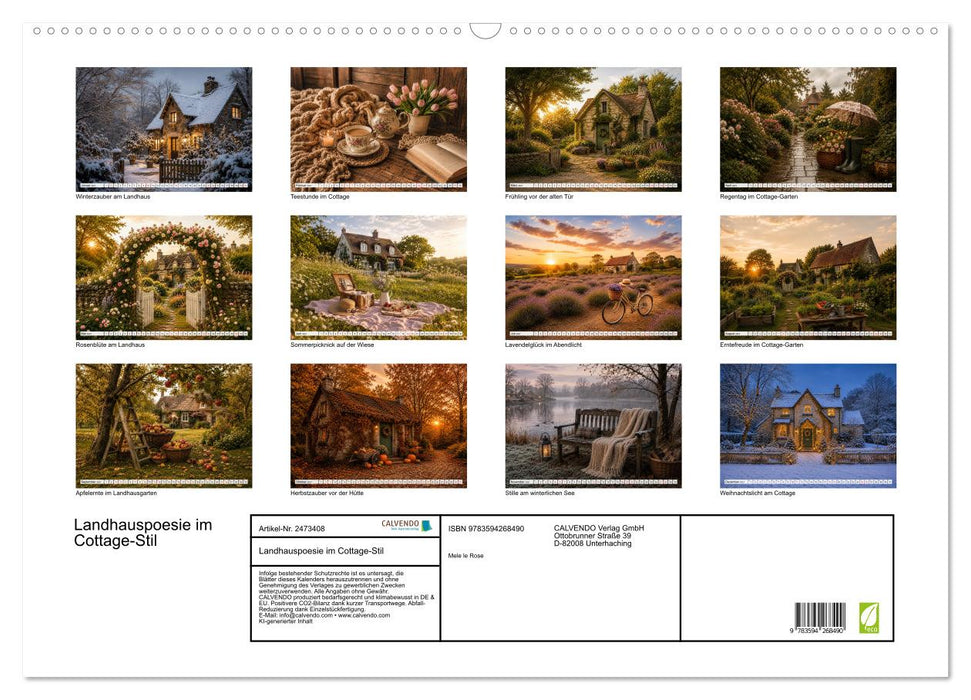 Landhauspoesie im Cottage-Stil (CALVENDO Wandkalender 2027)