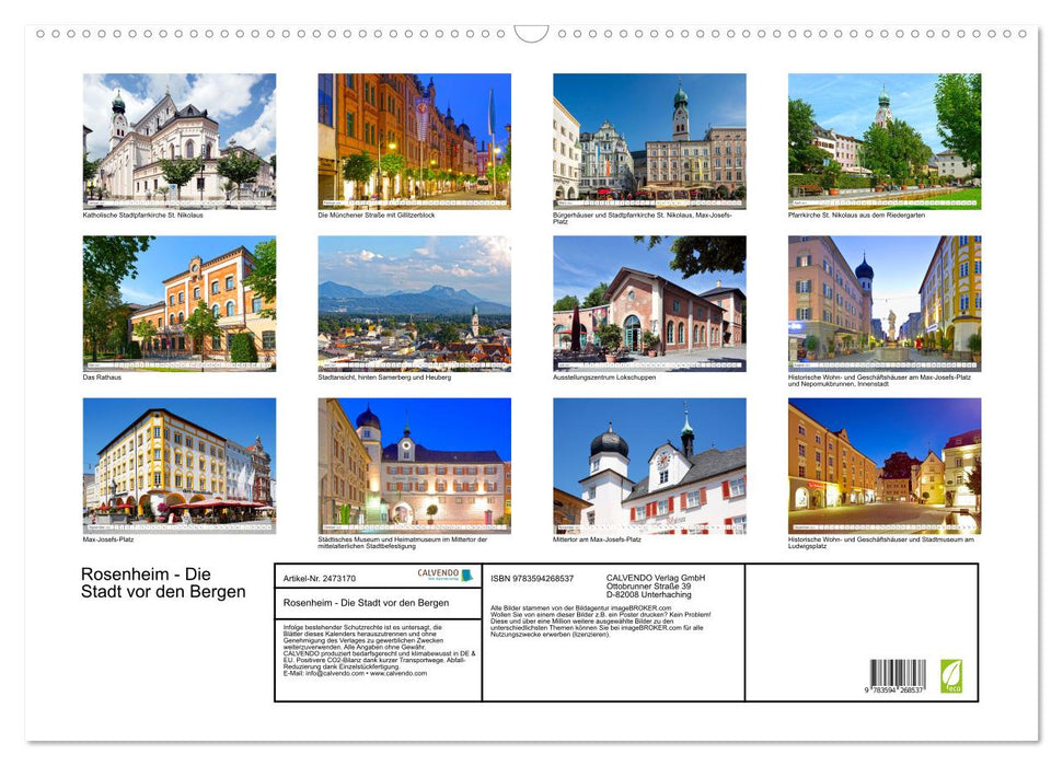 Rosenheim - Die Stadt vor den Bergen (CALVENDO Wandkalender 2027)