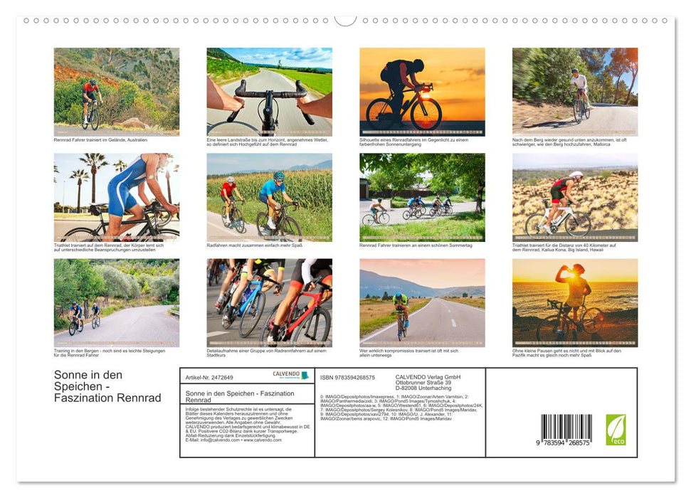 Sonne in den Speichen - Faszination Rennrad (CALVENDO Premium Wandkalender 2027)