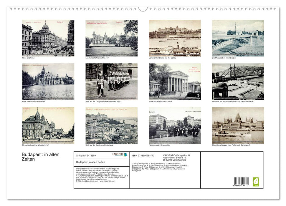 Budapest: in alten Zeiten (CALVENDO Wandkalender 2027)