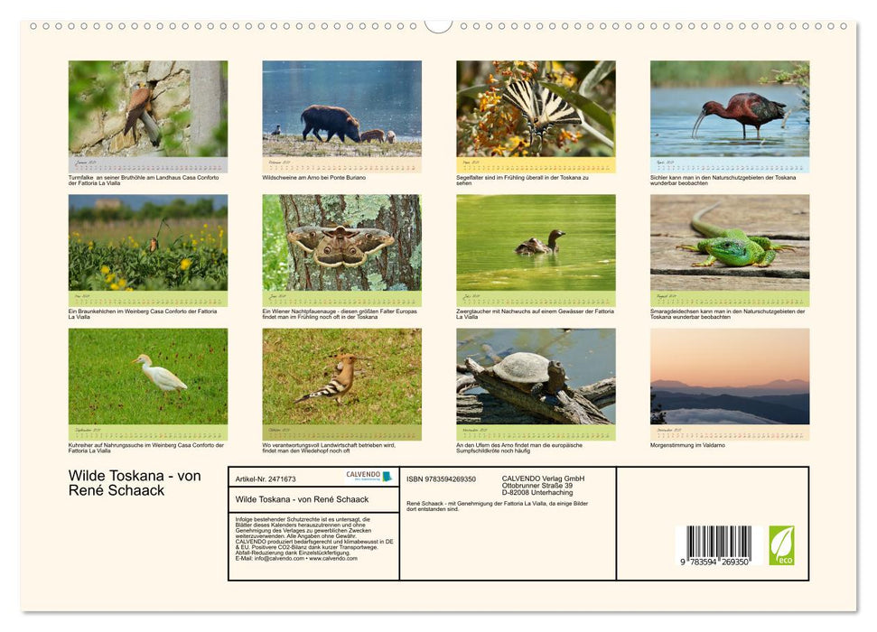 Wilde Toskana - von René Schaack (CALVENDO Premium Wandkalender 2027)