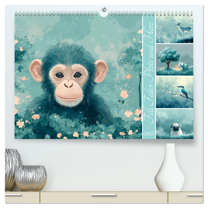 Fell Feder Pfote und Herz (CALVENDO Premium Wandkalender 2027)