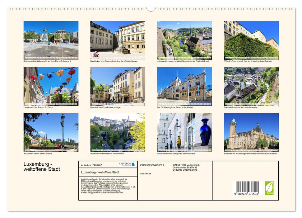 Luxemburg - weltoffene Stadt (CALVENDO Premium Wandkalender 2027)