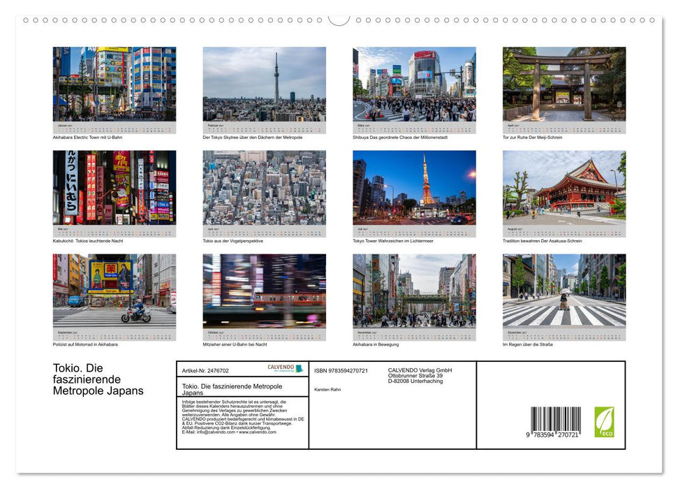 Tokio. Die faszinierende Metropole Japans (CALVENDO Premium Wandkalender 2027)