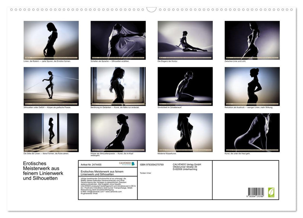 Erotisches Meisterwerk aus feinem Linienwerk und Silhouetten (CALVENDO Wandkalender 2027)