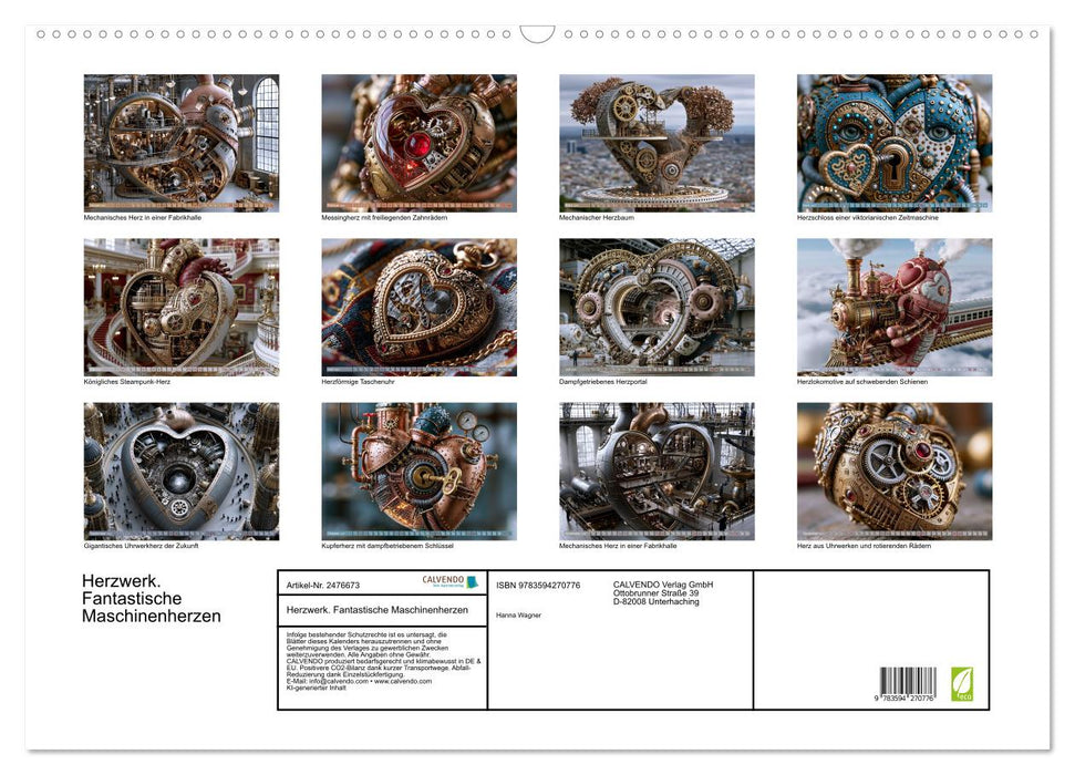 Herzwerk. Fantastische Maschinenherzen (CALVENDO Wandkalender 2027)