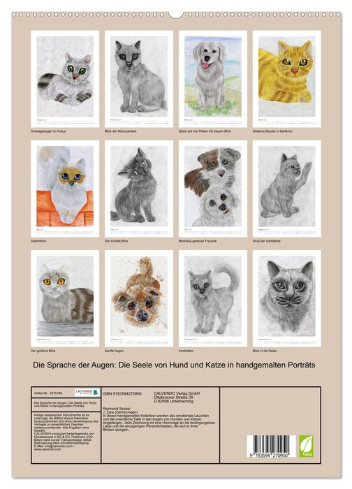 Die Sprache der Augen: Die Seele von Hund und Katze in handgemalten Porträts (CALVENDO Premium Wandkalender 2027)