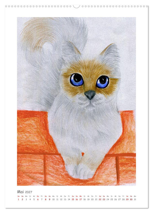 Die Sprache der Augen: Die Seele von Hund und Katze in handgemalten Porträts (CALVENDO Premium Wandkalender 2027)