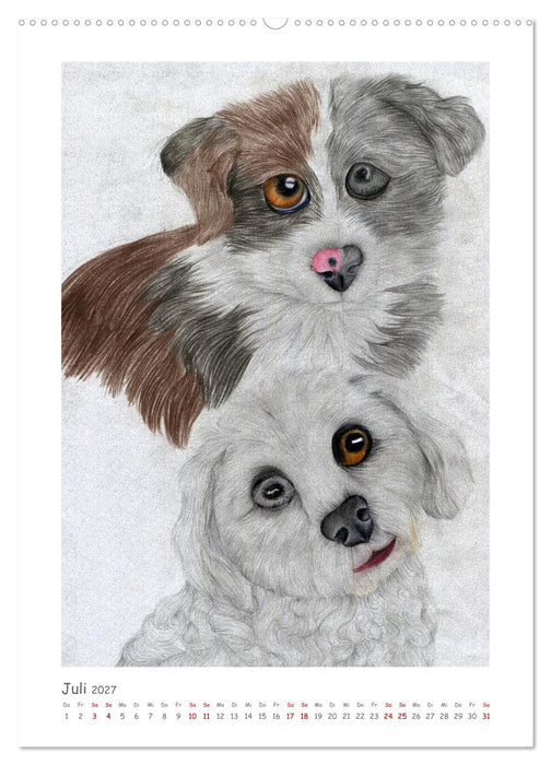 Die Sprache der Augen: Die Seele von Hund und Katze in handgemalten Porträts (CALVENDO Premium Wandkalender 2027)