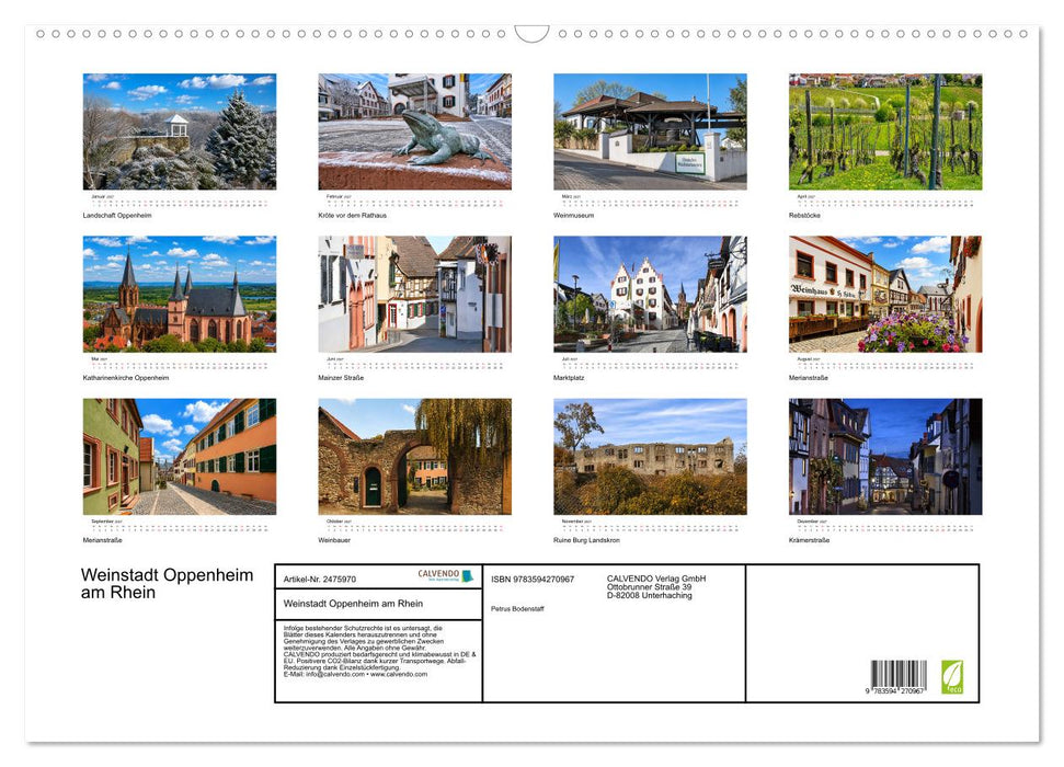 Weinstadt Oppenheim am Rhein (CALVENDO Wandkalender 2027)