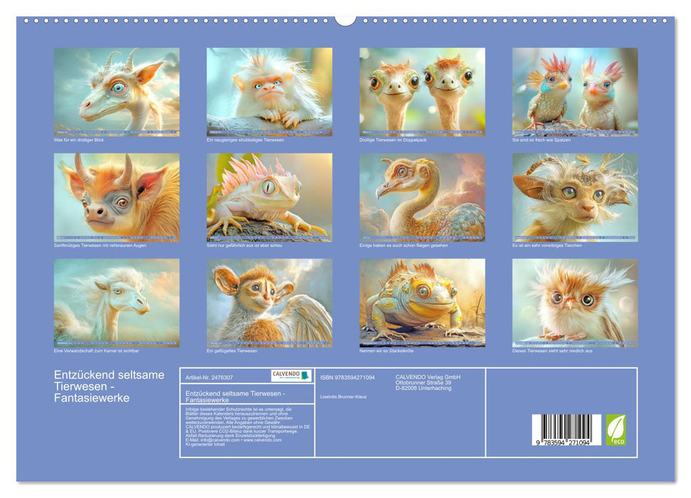 Entzückend seltsame Tierwesen - Fantasiewerke (CALVENDO Premium Wandkalender 2027)