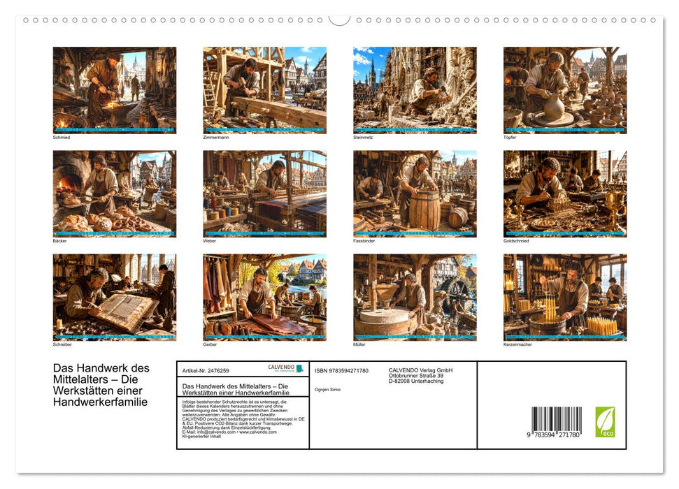 Das Handwerk des Mittelalters – Die Werkstätten einer Handwerkerfamilie (CALVENDO Premium Wandkalender 2027)