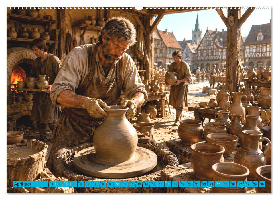 Das Handwerk des Mittelalters – Die Werkstätten einer Handwerkerfamilie (CALVENDO Premium Wandkalender 2027)