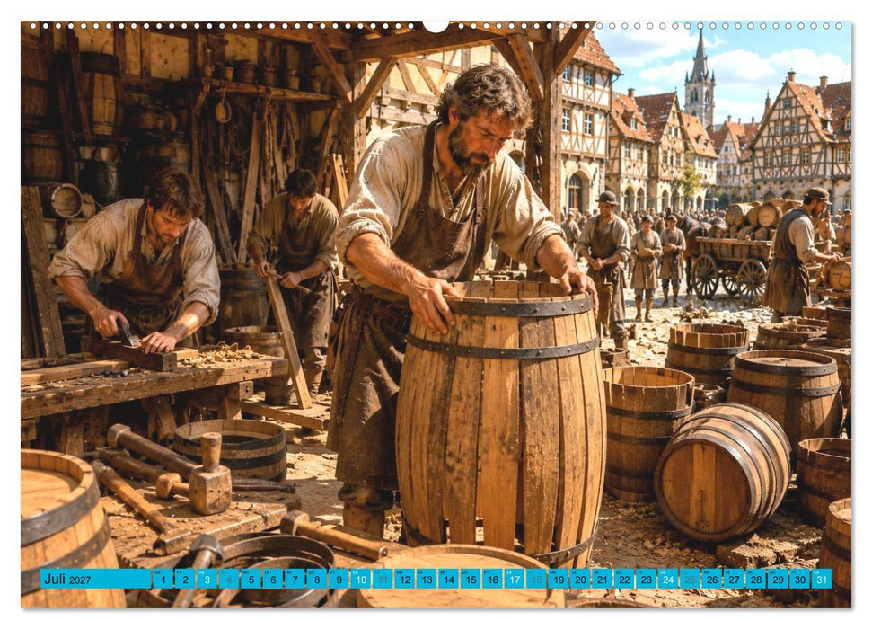 Das Handwerk des Mittelalters – Die Werkstätten einer Handwerkerfamilie (CALVENDO Premium Wandkalender 2027)