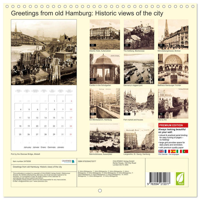 Greetings from old Hamburg: Historic views of the city (CALVENDO Monthly Calendar 2027)
