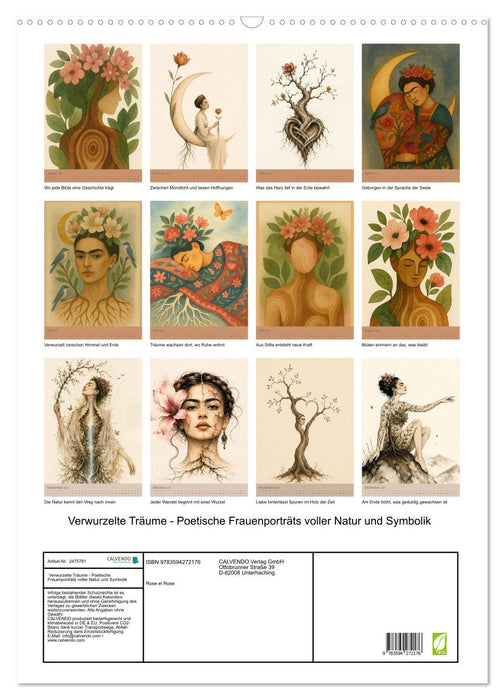 Verwurzelte Träume - Poetische Frauenporträts voller Natur und Symbolik (CALVENDO Wandkalender 2027)