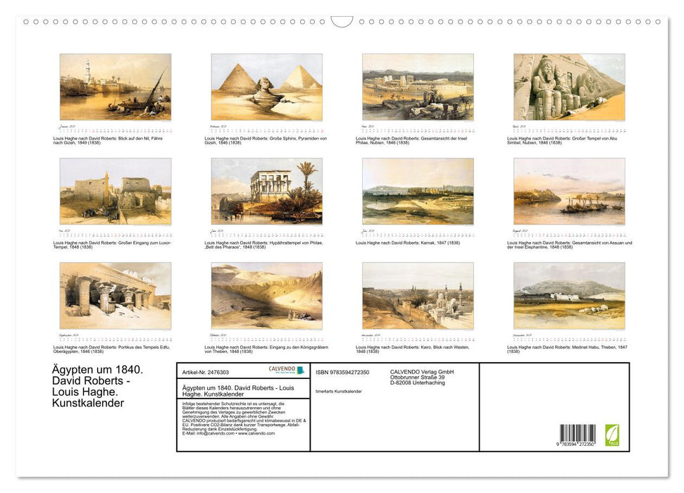 Ägypten um 1840. David Roberts - Louis Haghe. Kunstkalender (CALVENDO Wandkalender 2027)