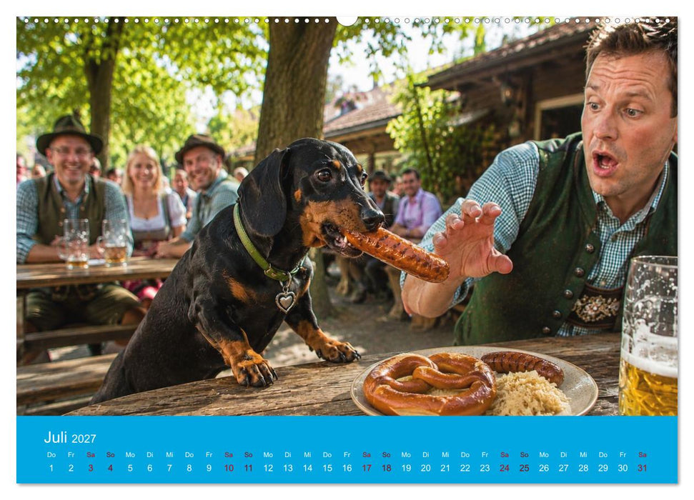 Dackel, Bier und Brezen (CALVENDO Premium Wandkalender 2027)
