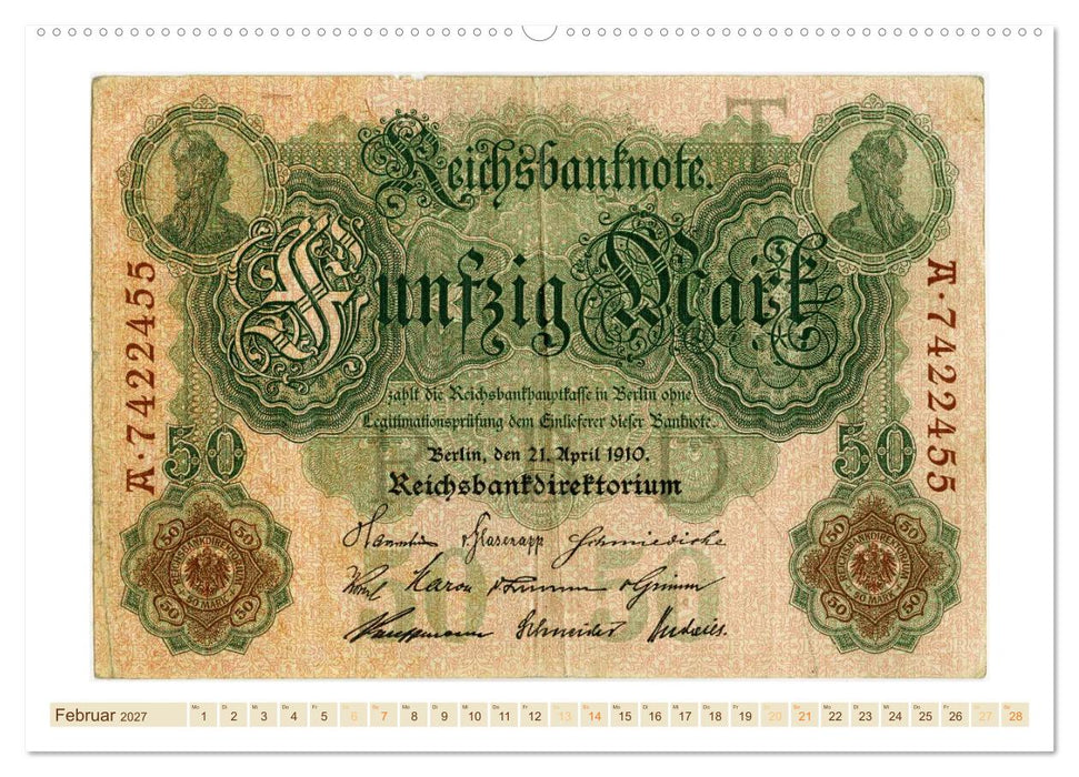 Geldscheine aus der ersten Hälfte des 20. Jahrhunderts (CALVENDO Wandkalender 2027)